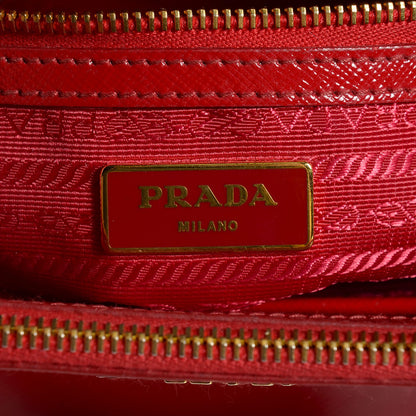 Prada Saffiano Vernice Mini Double Zip Tote Rosso 5 of 9