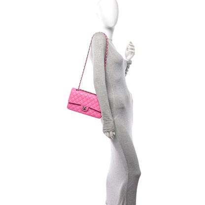 Chanel Lambskin Quilted Medium Double Flap Neon Pink 2 of 11