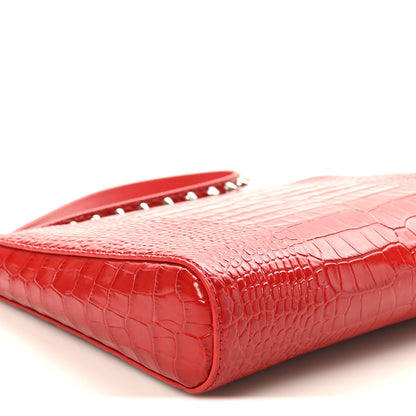 Christian Louboutin Calfskin Crocodile Embossed Mini Cabata Pouch Loubi 8 of 9
