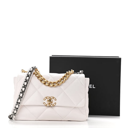 Chanel Lambskin Quilted Large Chanel 19 Flap White 10 of 13