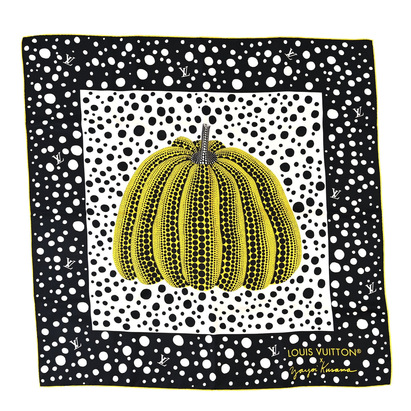 LV x YK Kusama Infinity Dots Scarf Black Yellow