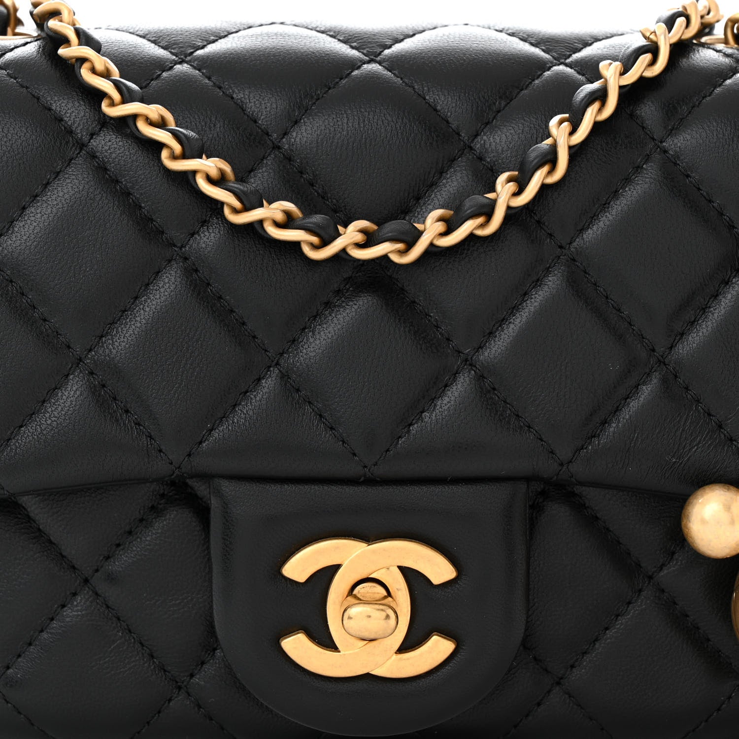 Chanel Lambskin Quilted Mini Pearl Crush Flap Black 8 of 10