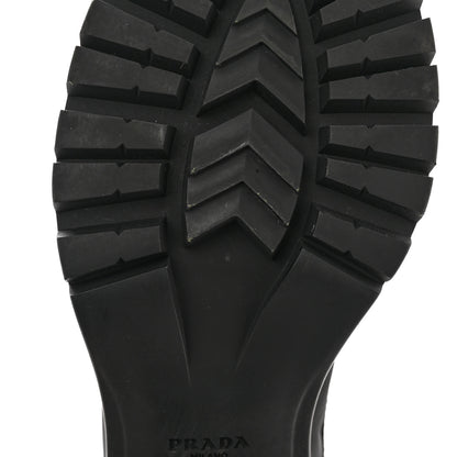 Prada Spazzolato Re-Nylon Metal Triangle Logo Lace Up 55mm Ankle Boots 38.5 Black 14 of 15