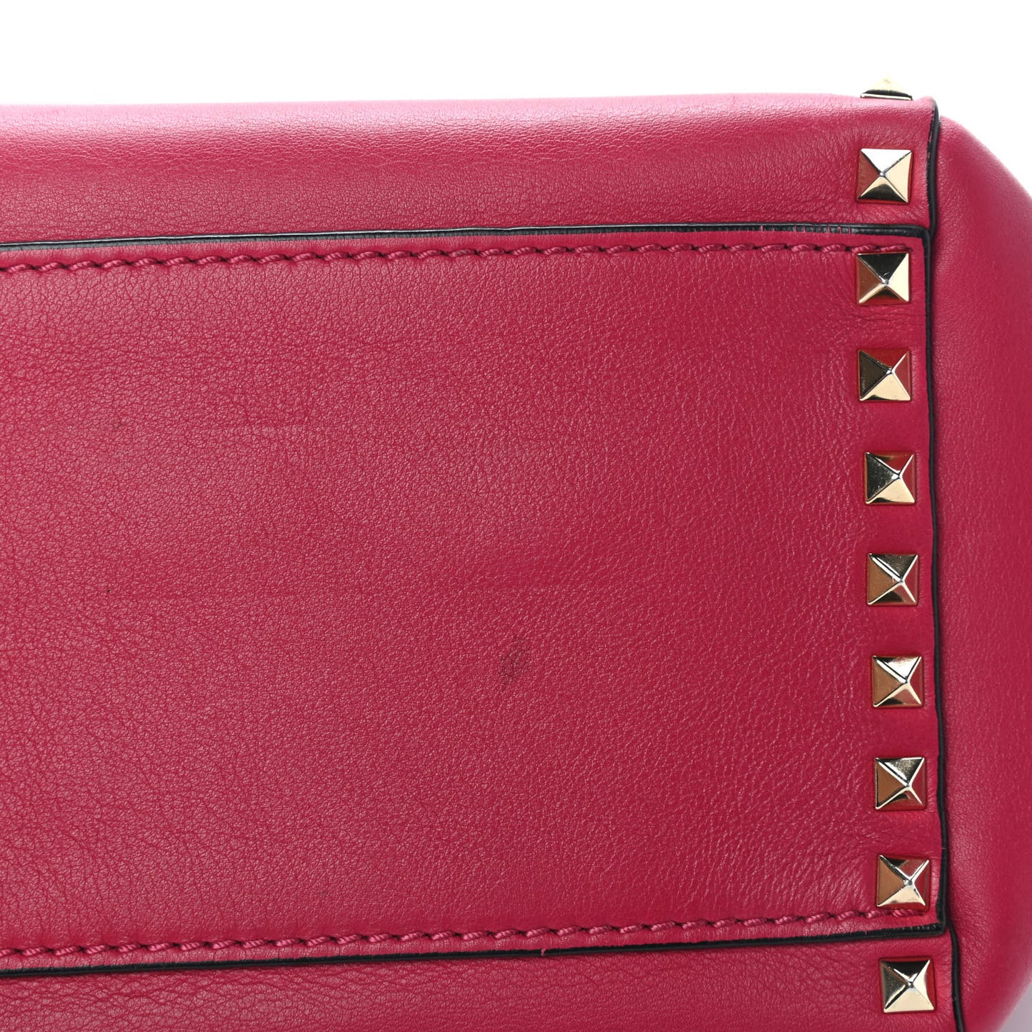 Vitello Rockstud Double Handle Tote Dark Pink