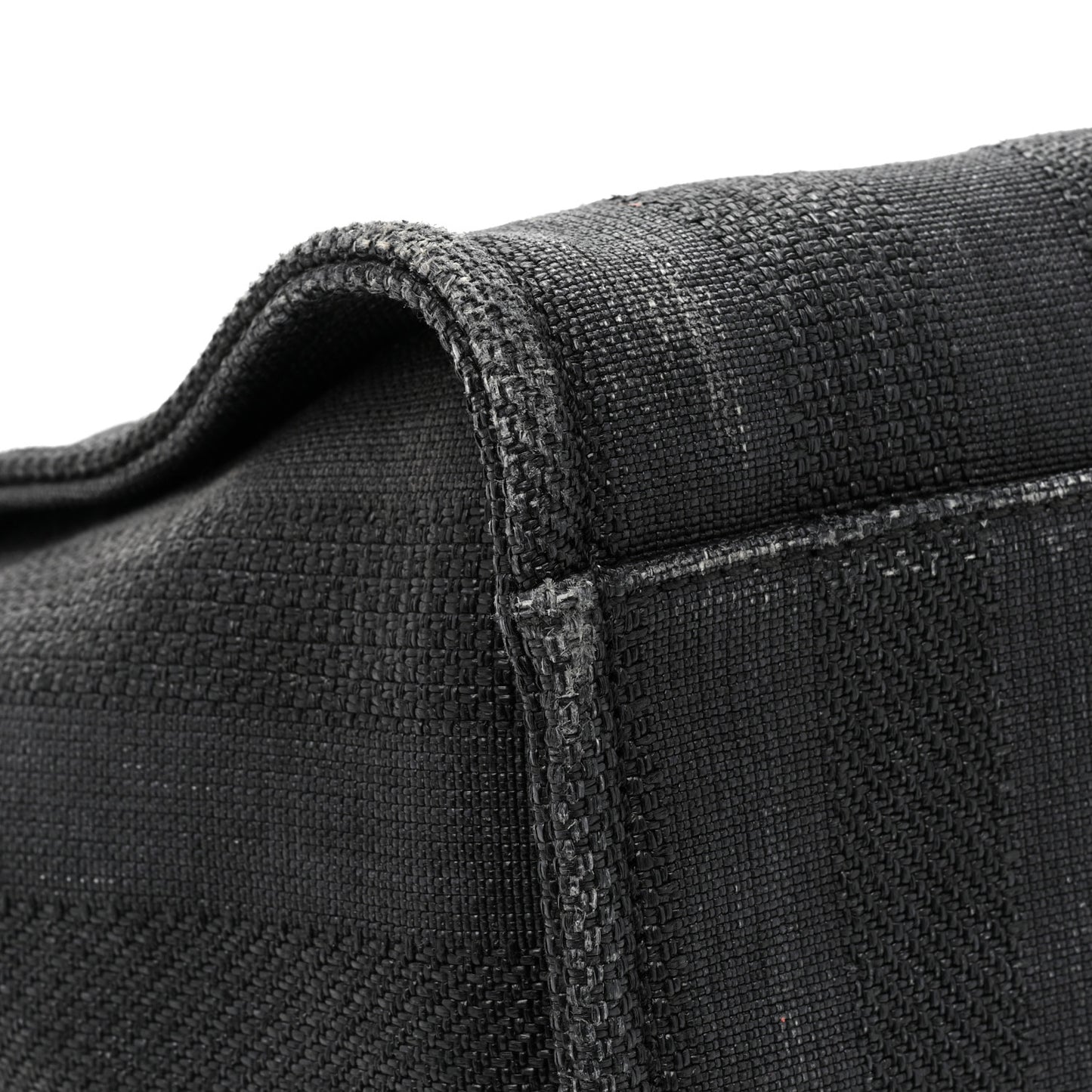 Mixed Fibers Calfskin Striped Medium Deauville Tote Black