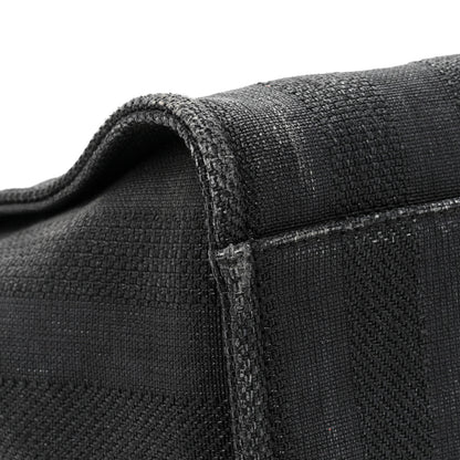 Chanel Mixed Fibers Calfskin Striped Medium Deauville Tote Black 16 of 17