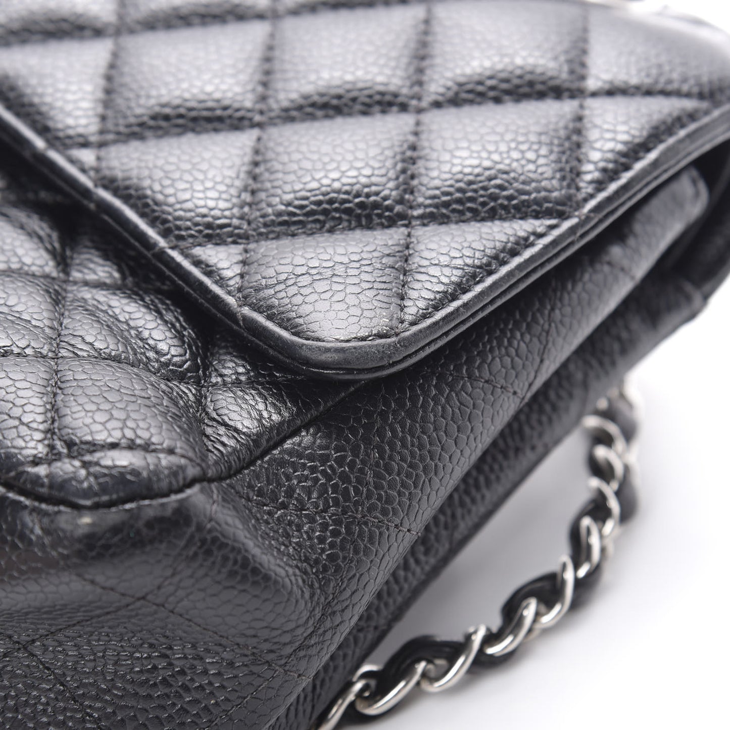 Caviar Quilted Medium Double Flap Black