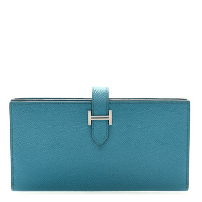 Hermes Epsom Bearn Gusset Wallet Blue Paon 1 of 6