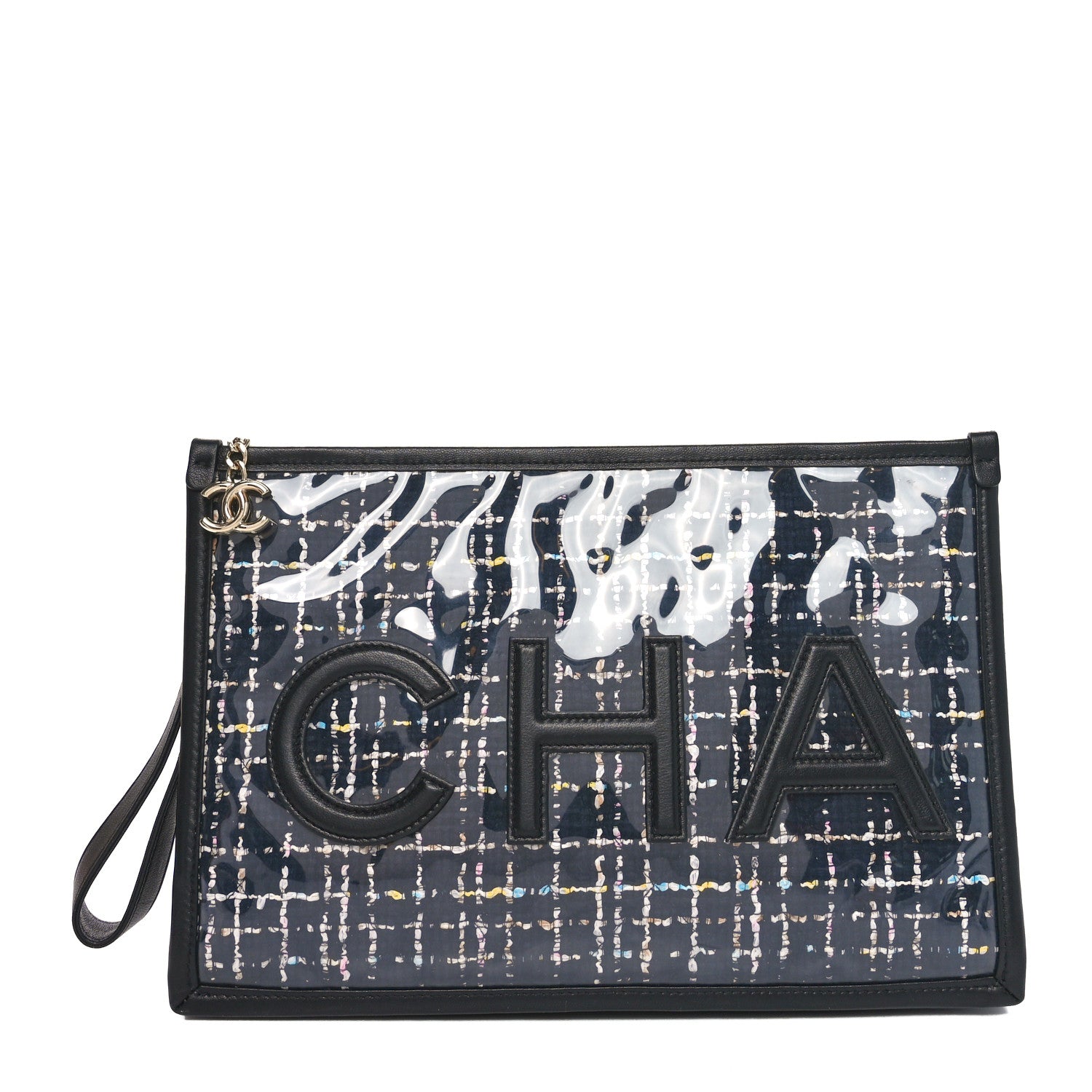 Chanel Tweed PVC Lambskin Large Pouch Black 1 of 10