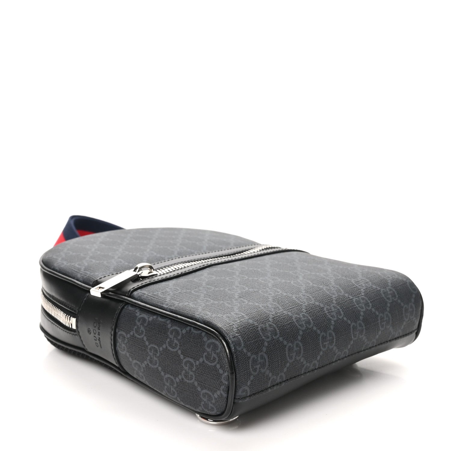 Gucci GG Supreme Monogram Calfskin Web Sling Backpack Black Grey 4 of 10