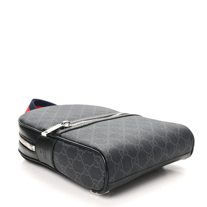 Gucci GG Supreme Monogram Calfskin Web Sling Backpack Black Grey 4 of 10