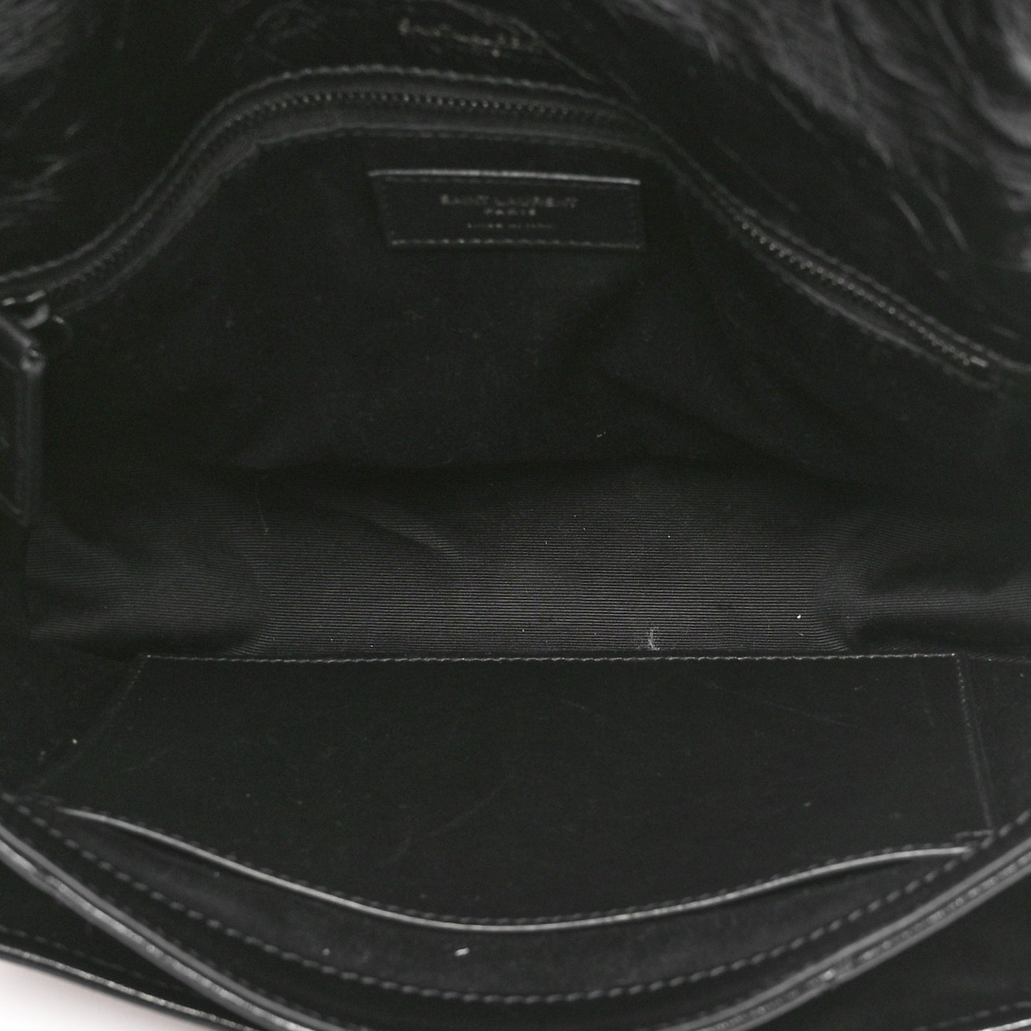 Crinkled Calfskin Matelasse Monogram Medium Niki Chain Satchel Black