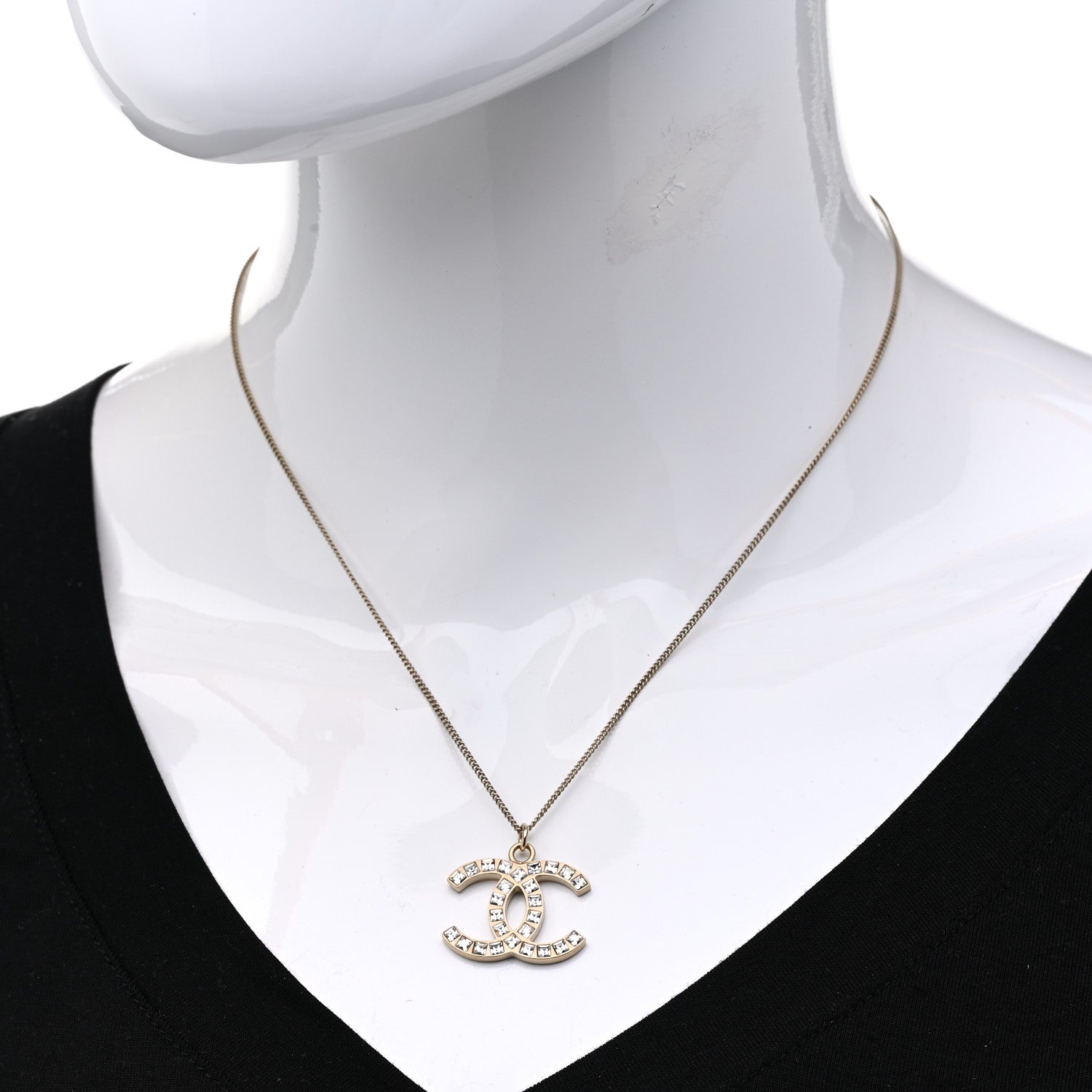 Chanel Baguette Crystal CC Necklace Light Gold 2 of 6