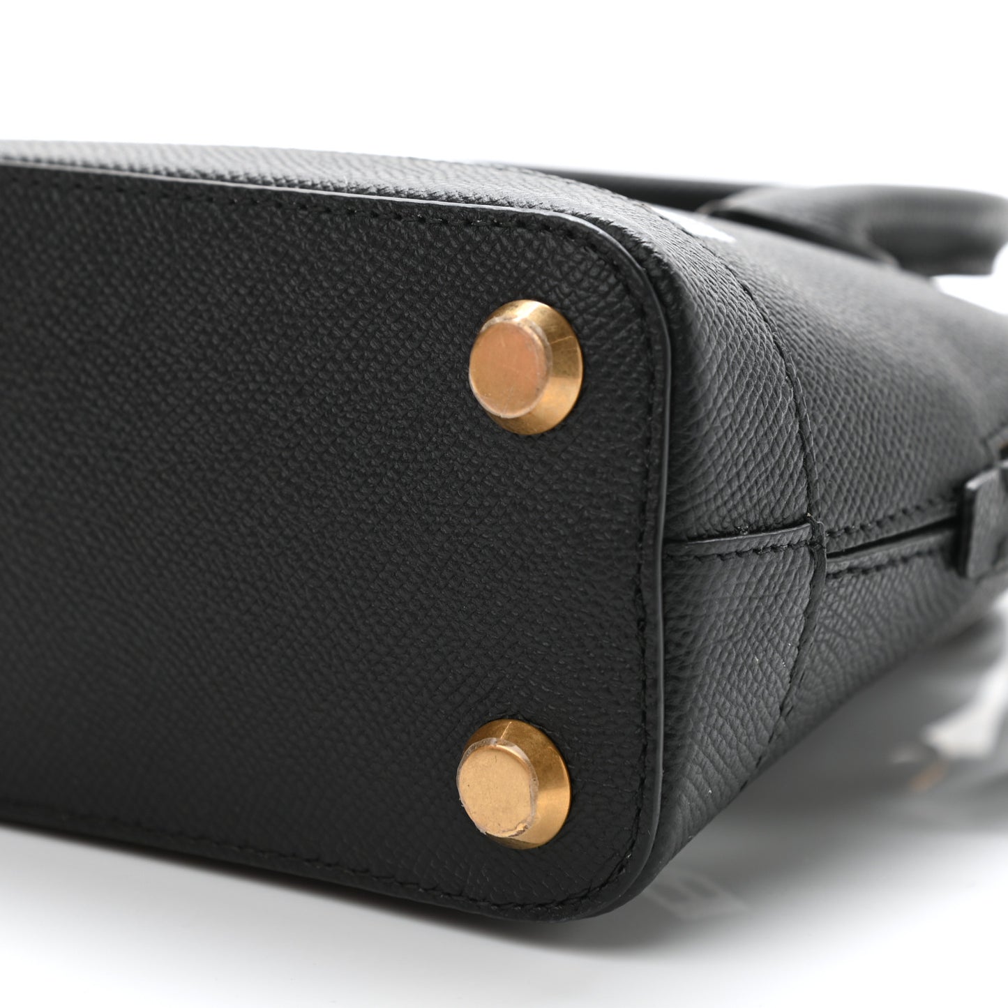Signature Grained Calfskin XXS Ville Top Handle Bag Black White