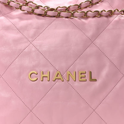 Chanel Shiny Calfskin Quilted Chanel 22 Drawstring Bag Pink 9 of 11