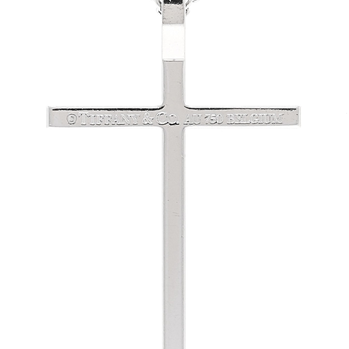 18K White Gold Diamond Metro Cross Pendant Necklace