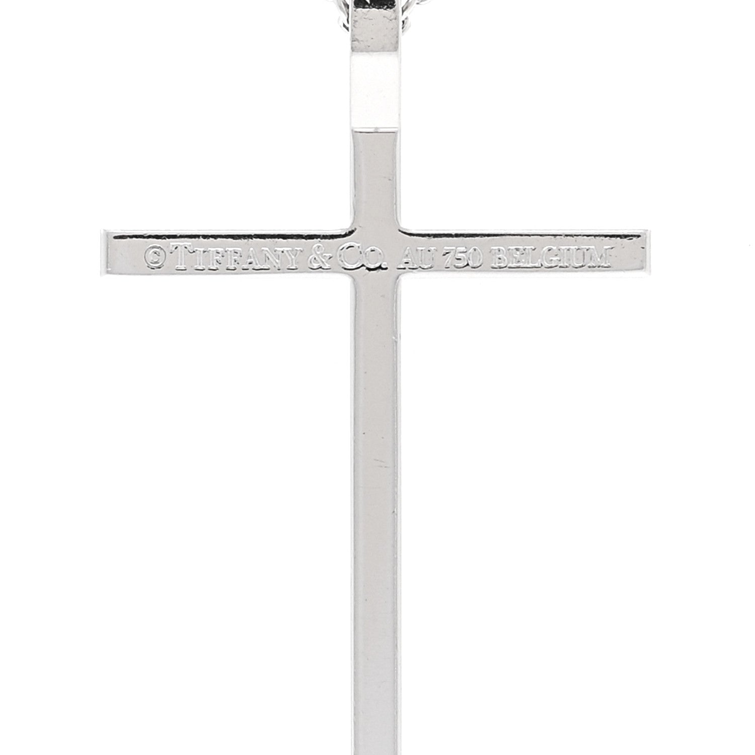 Tiffany 18K White Gold Diamond Metro Cross Pendant Necklace 5 of 5