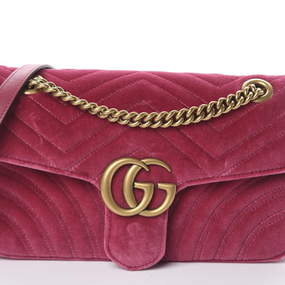 Gucci Velvet Matelasse Small GG Marmont Shoulder Bag Light Raspberry Rose 8 of 8