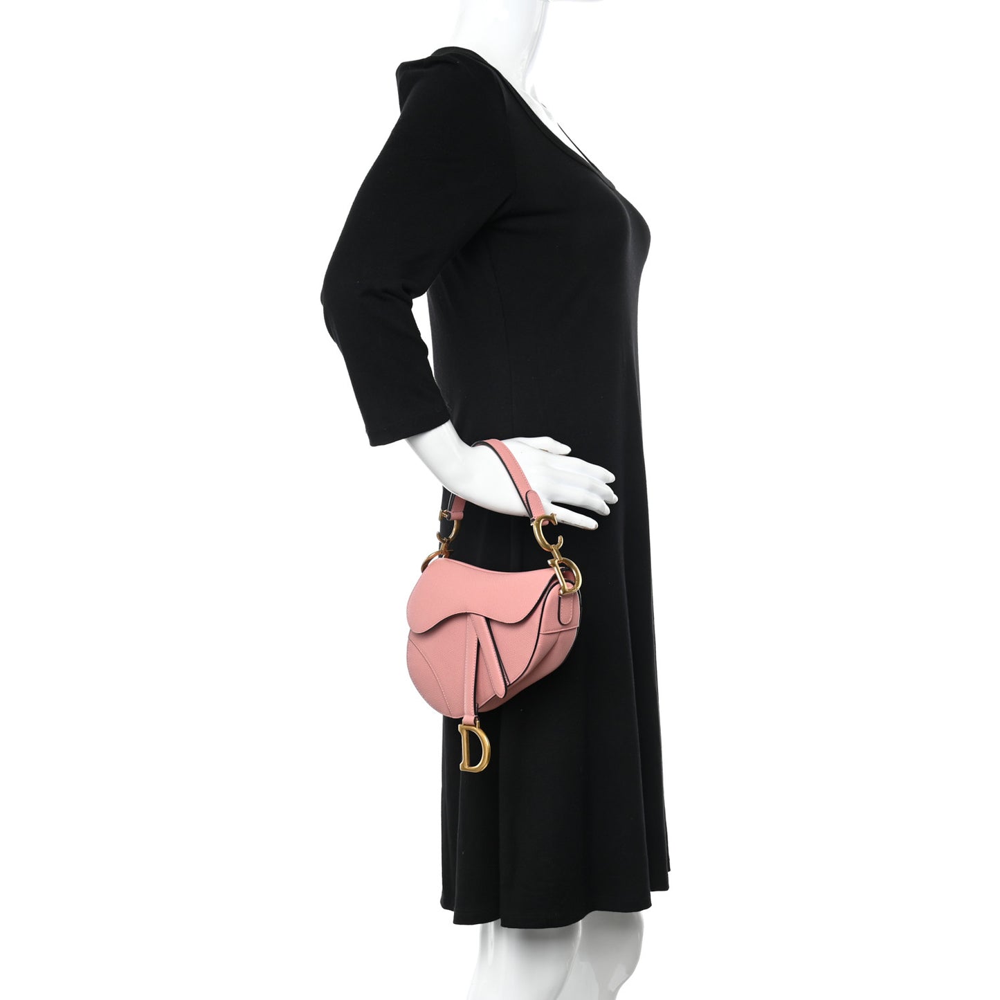 Grained Calfskin Mini Saddle Bag Pink
