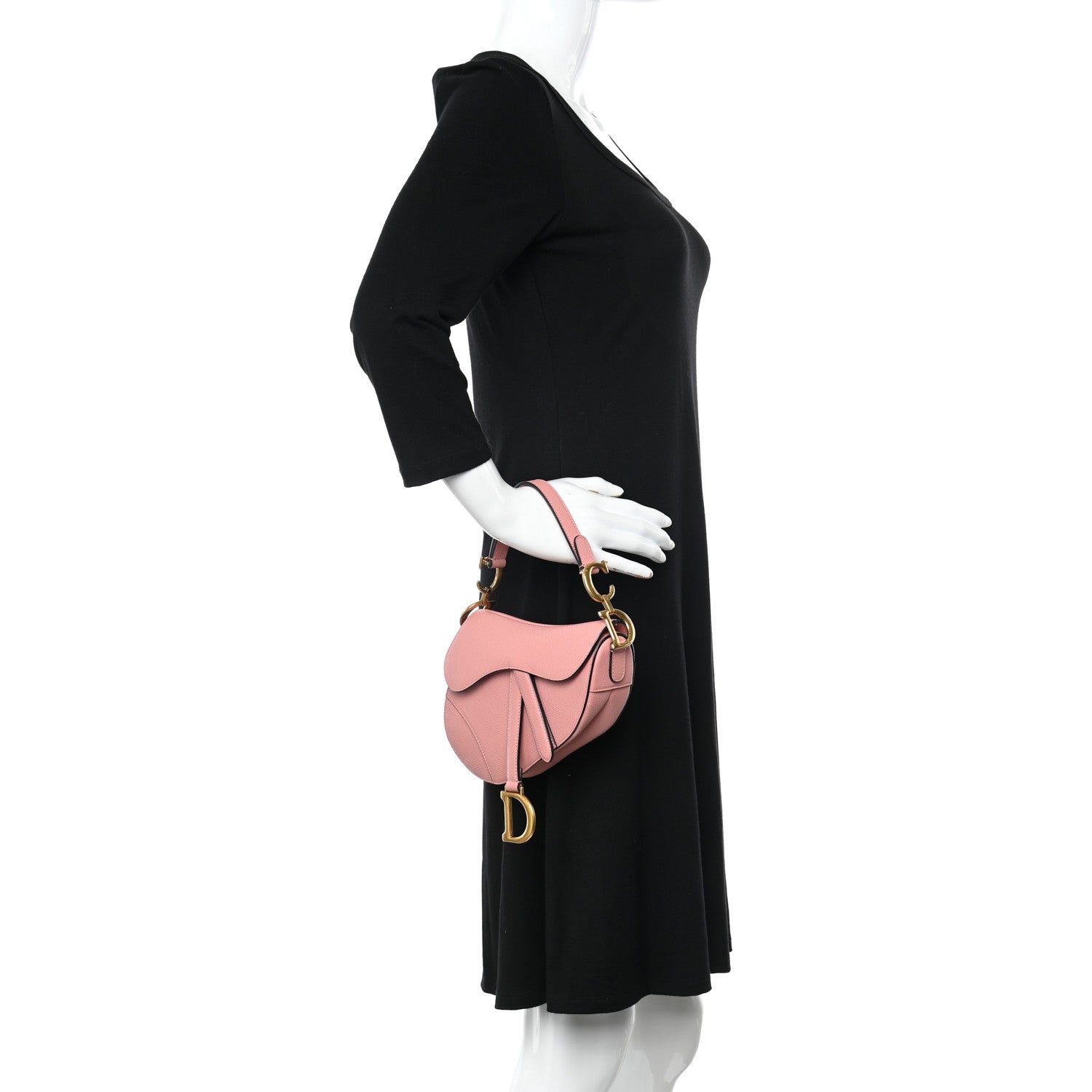 Christian Dior Grained Calfskin Mini Saddle Bag Pink 2 of 10