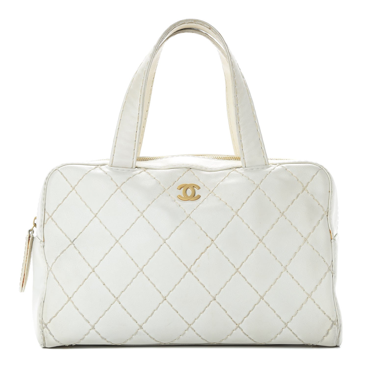 Chanel Calfskin Wild Stitch Top Handle Bag White 1 of 26