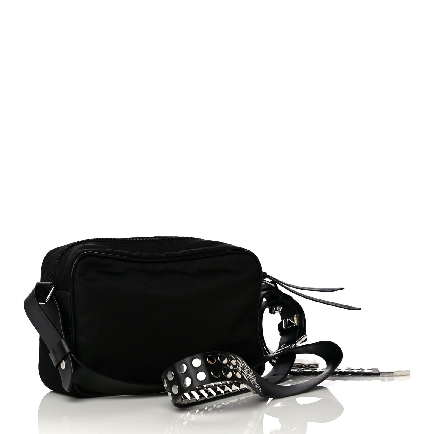 Tessuto Nylon Studded New Vela Shoulder Bag Black