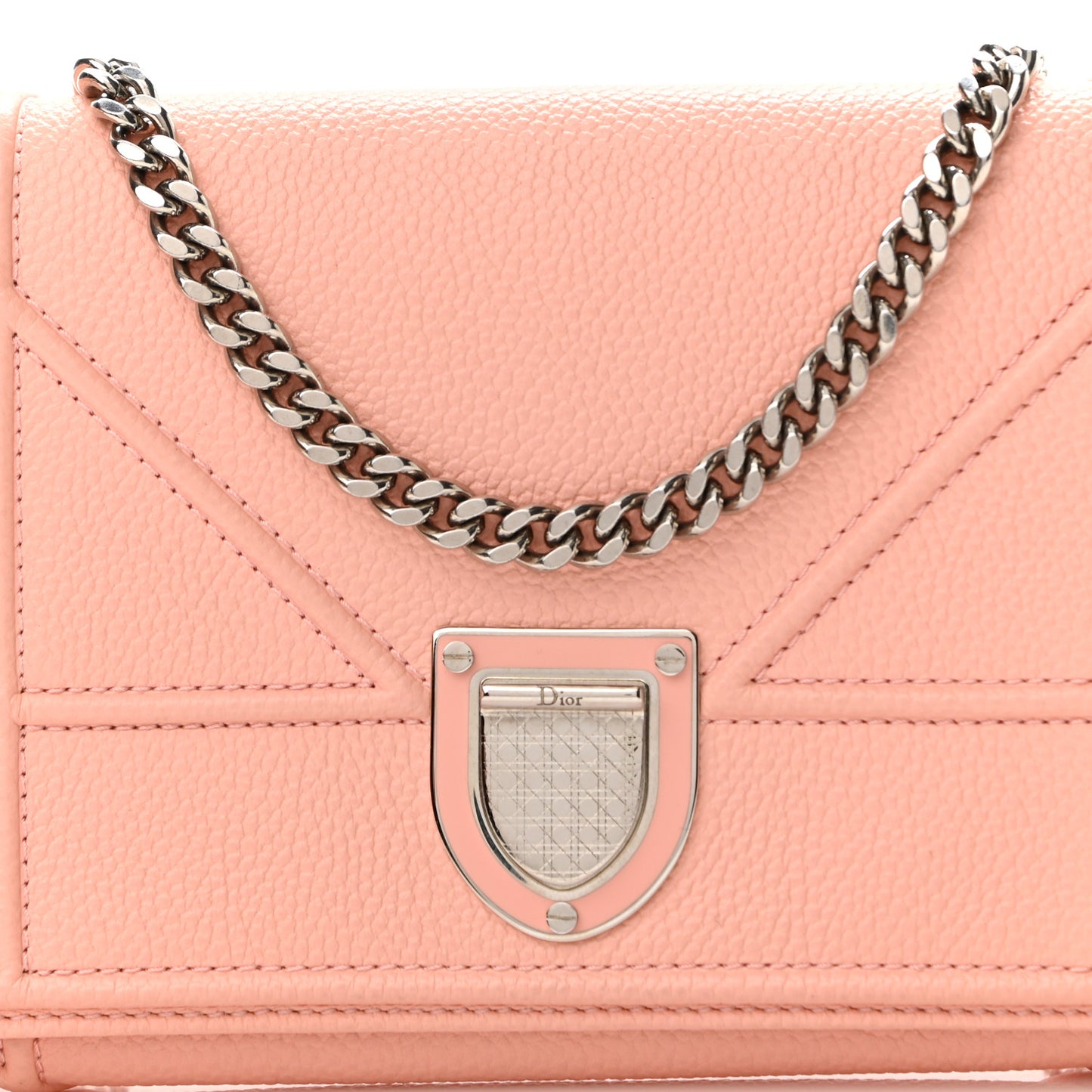 Grained Calfskin Diorama Croisiere Chain Wallet Rose Poudre