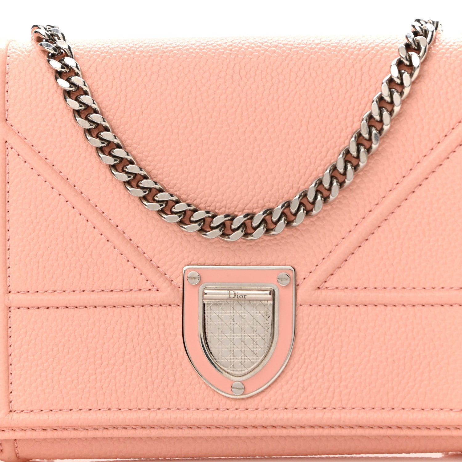 Christian Dior Grained Calfskin Diorama Croisiere Chain Wallet Rose Poudre 8 of 11