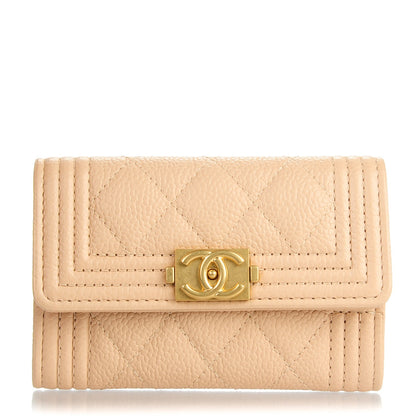 Chanel Caviar Quilted Boy Card Holder Wallet Beige Clair 1 of 7