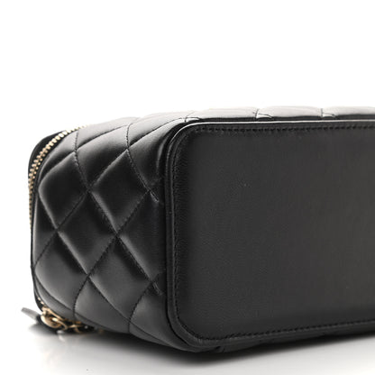Chanel Lambskin Quilted Small Top Handle Vanity Case With Chain Black 9 of 14