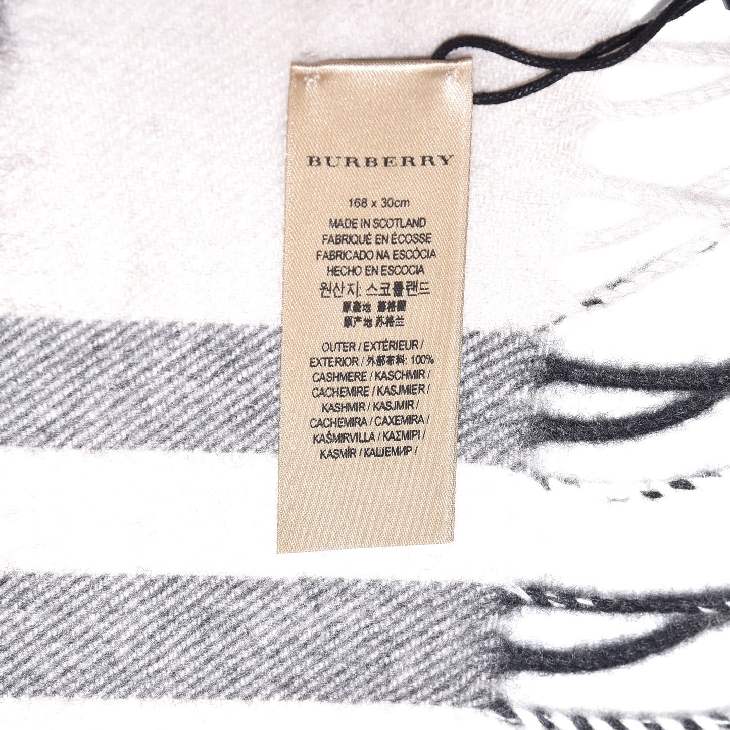 Cashmere Giant Check Fringe Scarf Stone