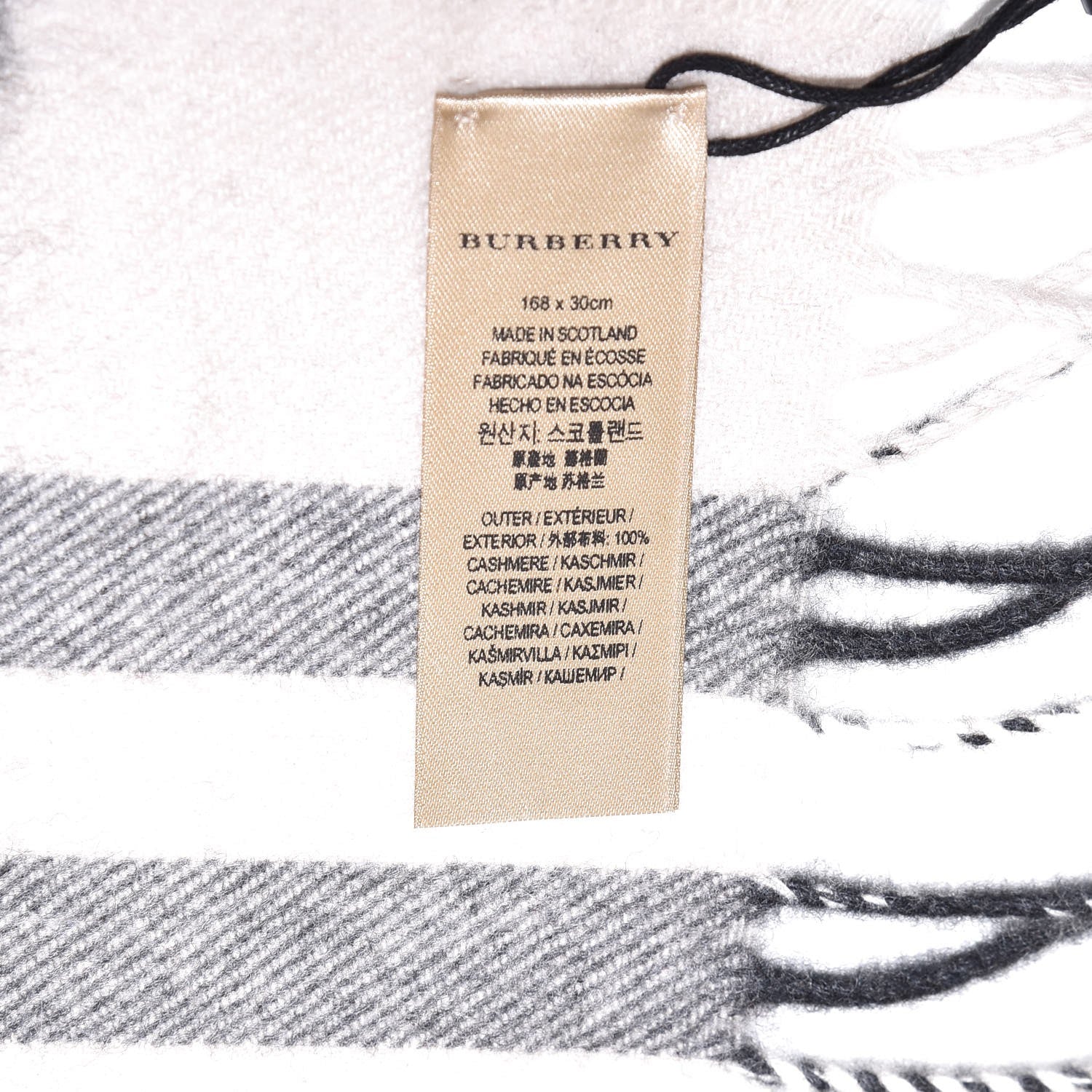 Burberry Cashmere Giant Check Fringe Scarf Stone 5 of 5