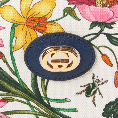 Gucci Canvas Medium Flora Tote White Multicolor Blue Agata 7 of 8