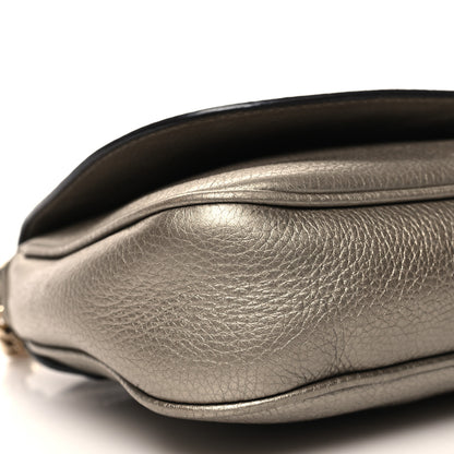 Gucci Metallic Pebbled Calfskin Medium Soho Flap Crossbody New Golden Beige 9 of 11