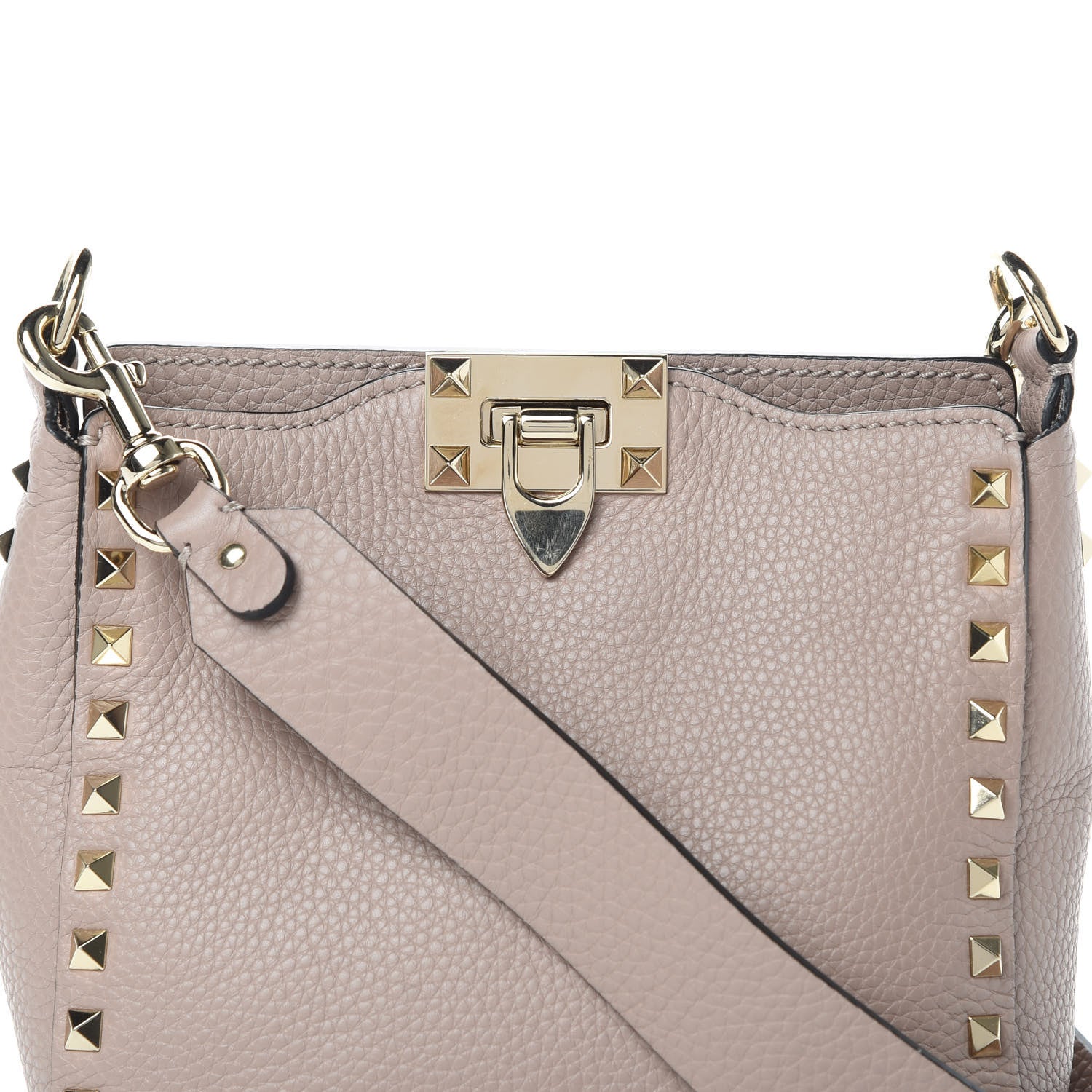 Valentino Garavani Pebbled Calfskin Mini Rockstud Flip-Lock Messenger Bag Poudre 7 of 9