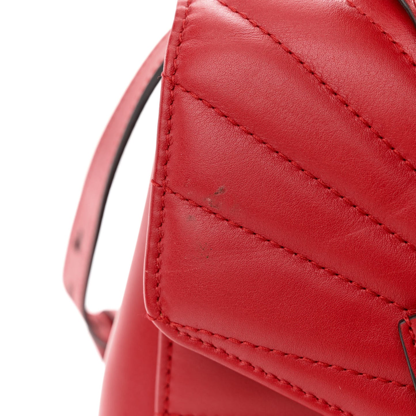 Calfskin Bamboo Trapuntata Queen Margaret Top Handle Bag Hibiscus Red