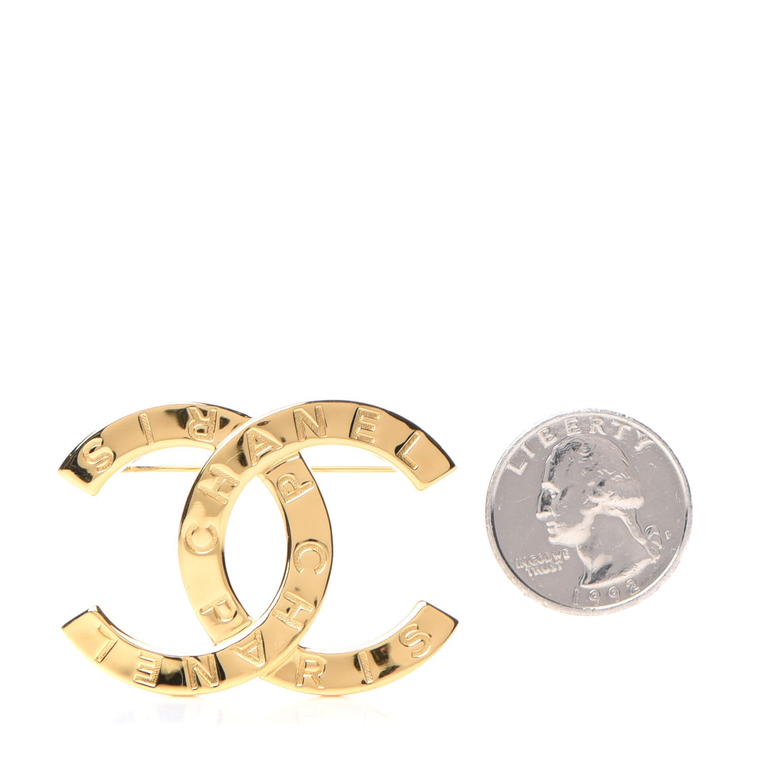Chanel Metal Paris Button CC Large Brooch Gold 3 of 6