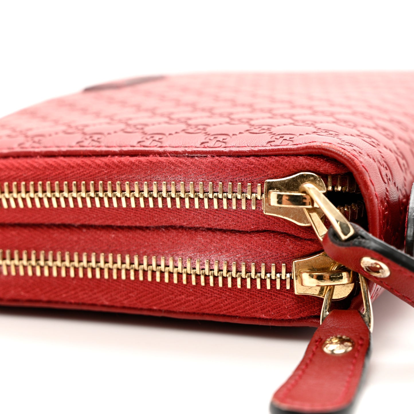 Microguccissima Zip Around Top Handle Travel Wallet Red