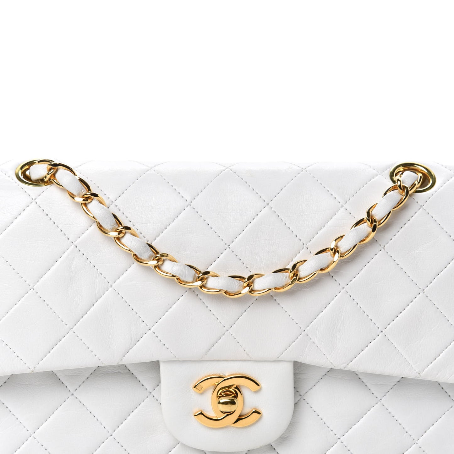 Lambskin Quilted Small Double Flap White