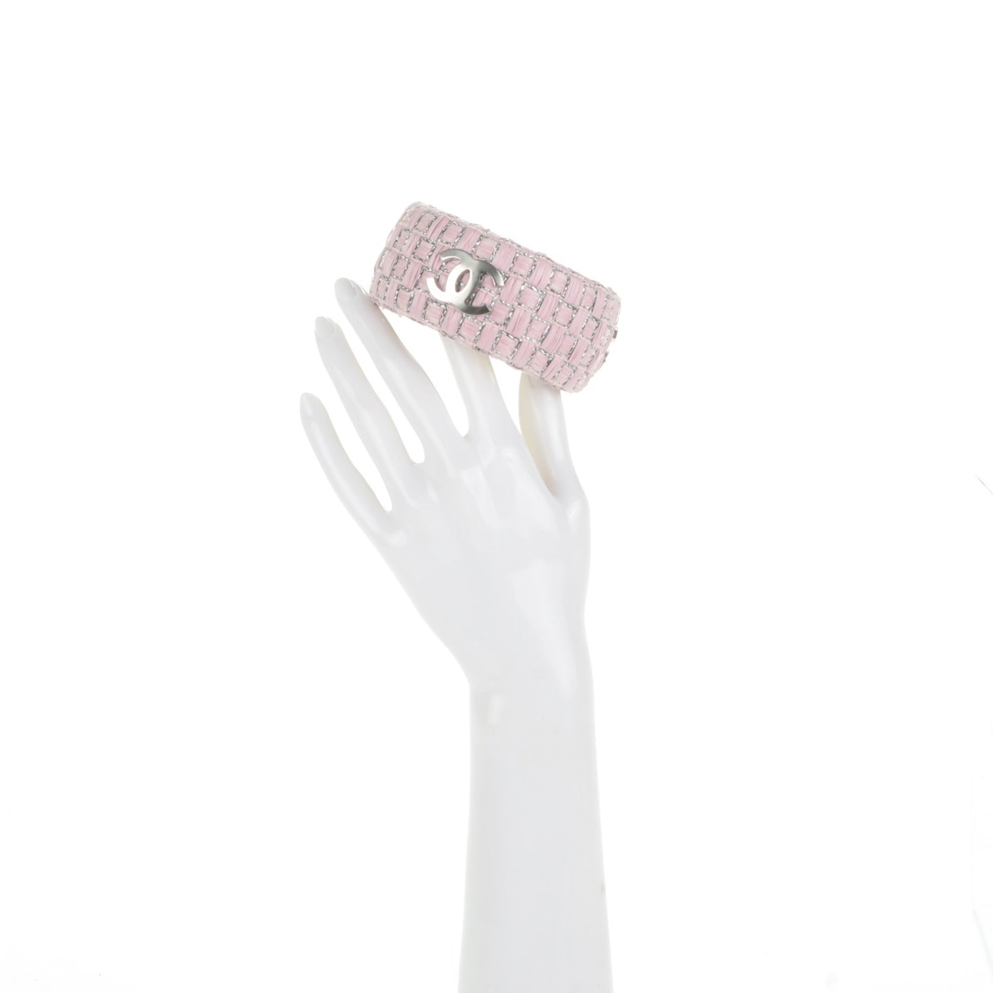 Woven Raffia CC Wide Bangle M Pink