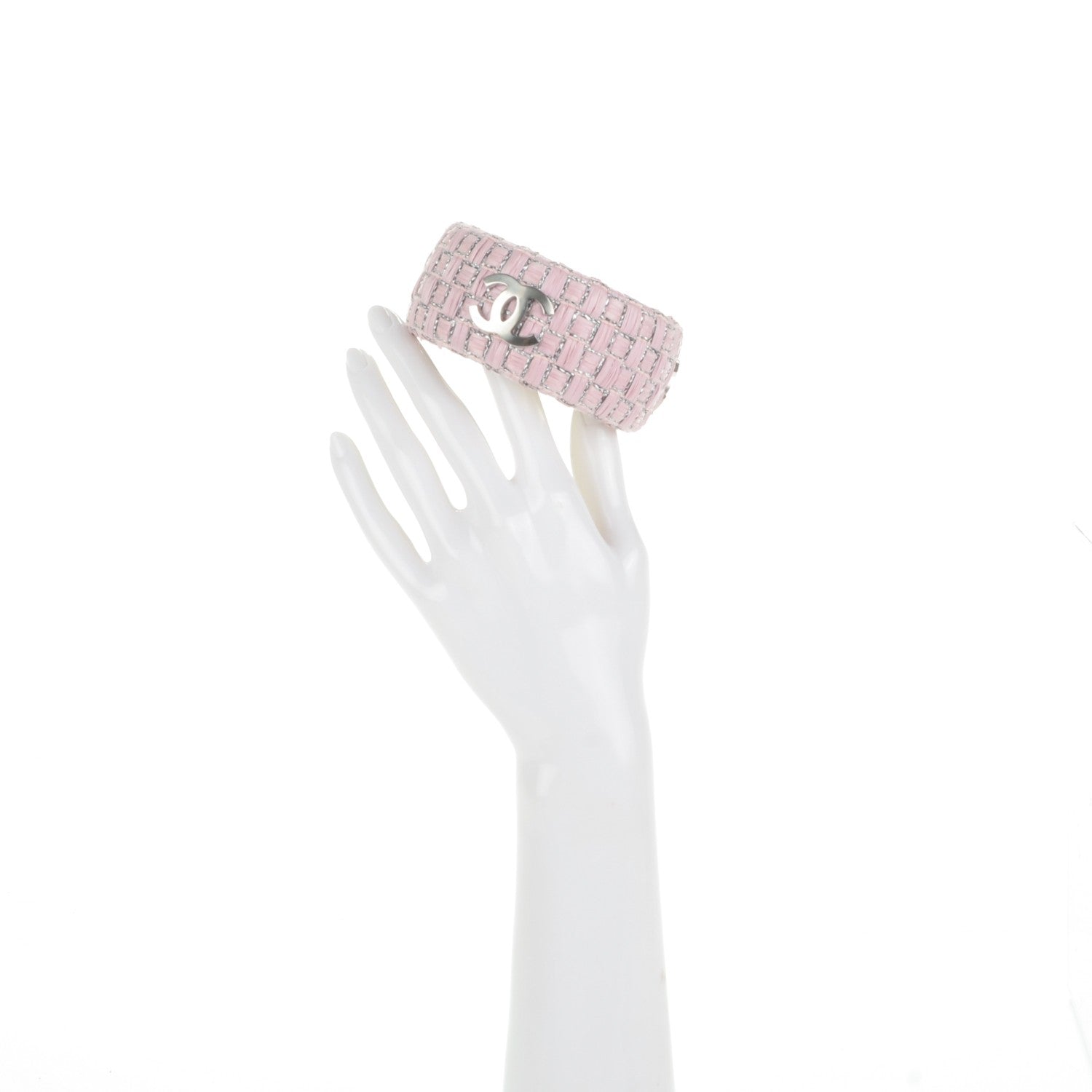Chanel Woven Raffia CC Wide Bangle M Pink 2 of 4