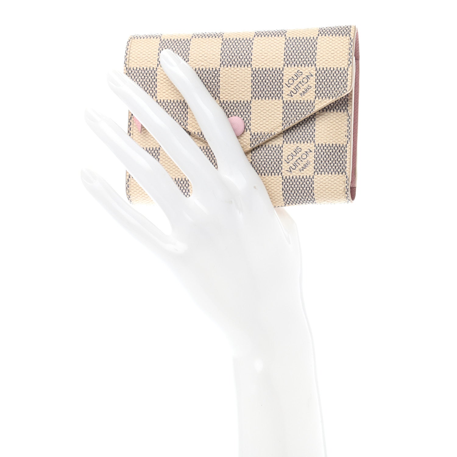 Louis Vuitton Damier Azur Victorine Wallet Rose Ballerine 2 of 6