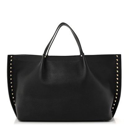 Valentino Garavani Grained Calfskin Rockstud Shoulder Tote Black 1 of 12