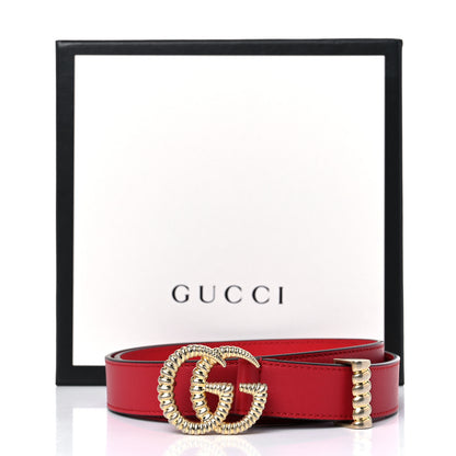 Gucci Moon Calfskin Torchon Double G 25mm Belt 85 34 Hibiscus Red 5 of 5