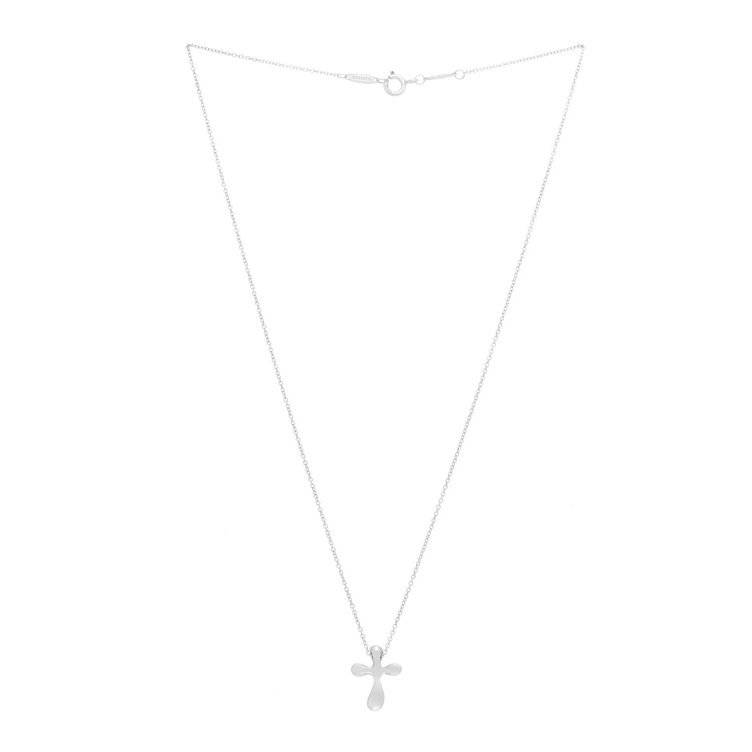 Tiffany Sterling Silver Elsa Peretti Cross Pendant Necklace 3 of 4