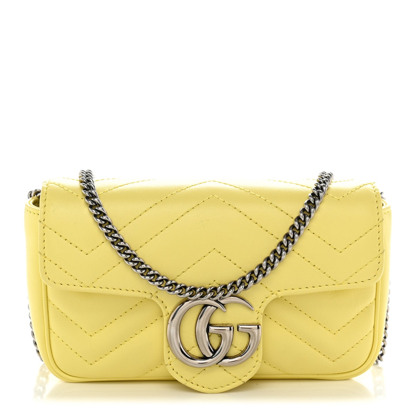 Calfskin Matelasse Super Mini GG Marmont Shoulder Bag Banana