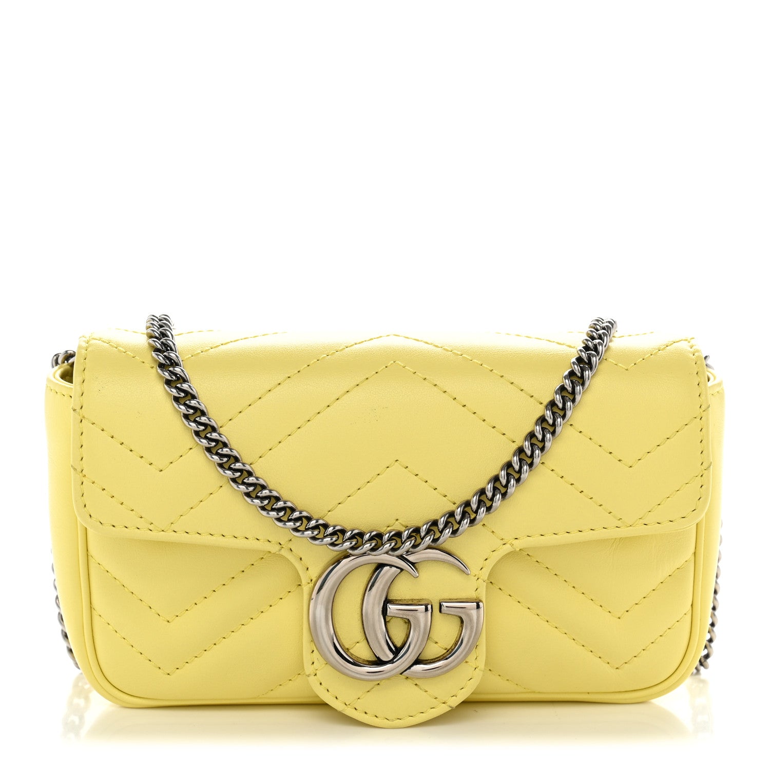 Gucci Calfskin Matelasse Super Mini GG Marmont Shoulder Bag Banana 1 of 10