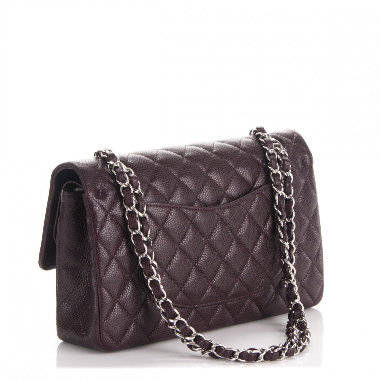 Caviar Quilted Medium Double Flap Burgundy