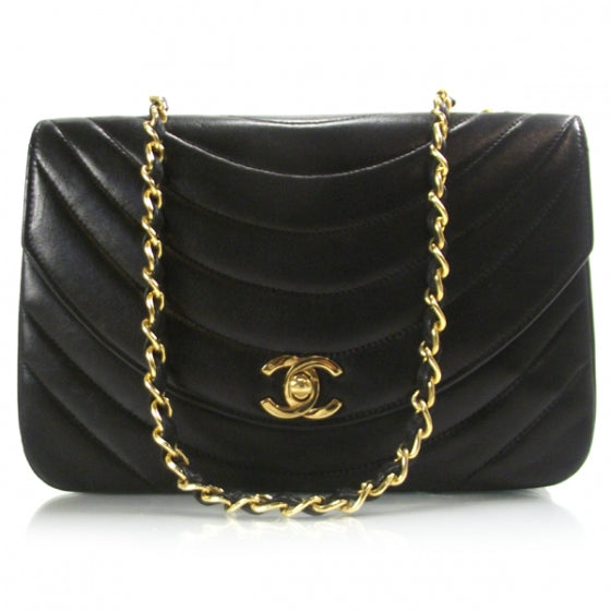 Chanel Lambskin Ribbon Stitched Flap Black 1 of 13