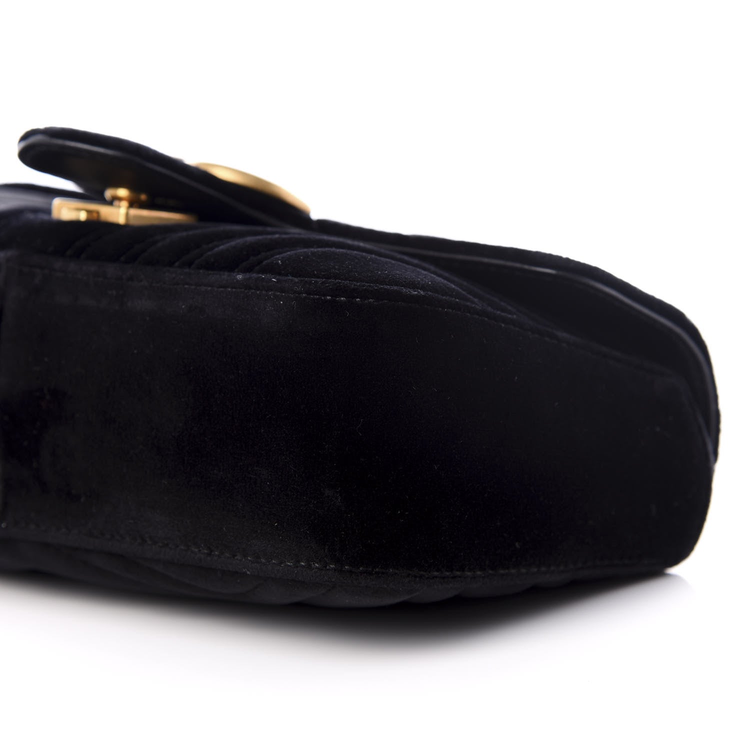Gucci Velvet Matelasse Mini GG Marmont Shoulder Bag Black 7 of 8